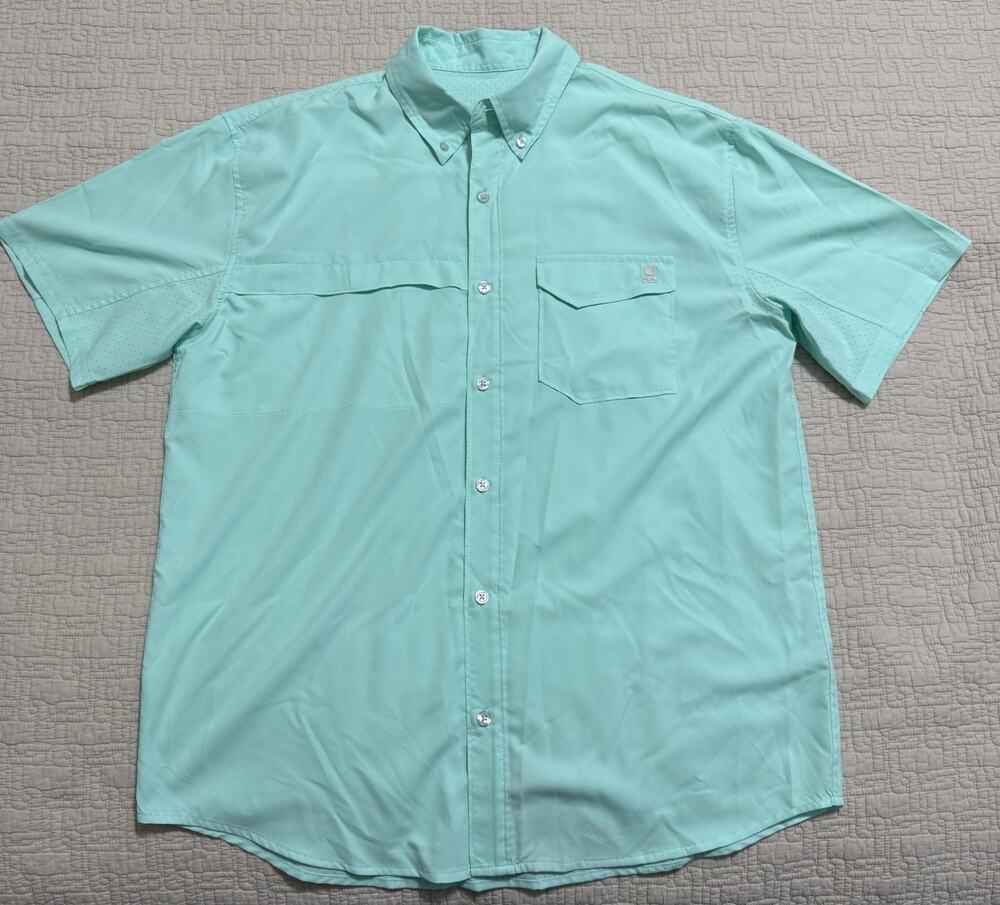 HUK Tide Point SS Shirt Beach Glass Size Large